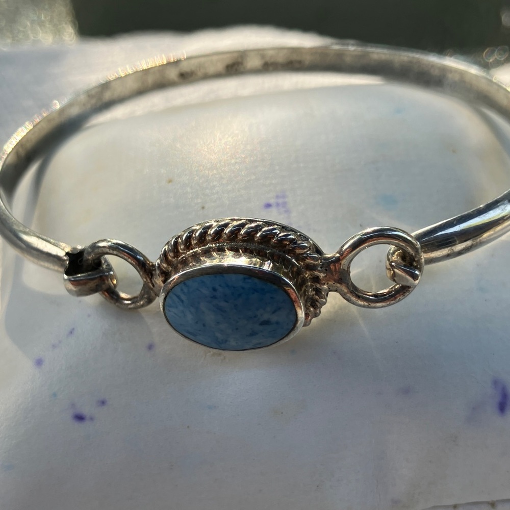 Taxco Sterling Silver Bracelet with Larimar Accent